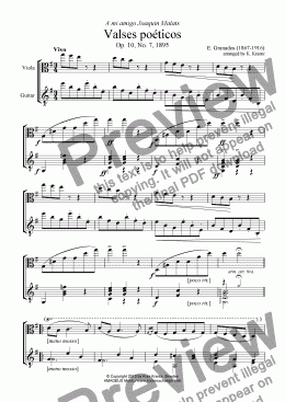 page one of Valses poéticos No. 7 viola and guitar