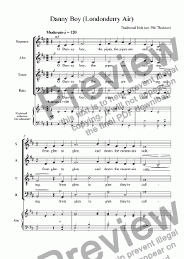 page one of Danny Boy (SATB)