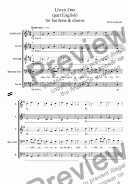 page one of The Ash Grove (Bar. solo & SATB)