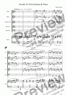 page one of Doodle for Wind Quintet & Piano