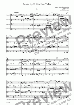 page one of Sonata Op.34-1 for Four Violas