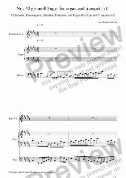 page one of Nr.: 40 gis moll Fuge- for organ and trumpet in C