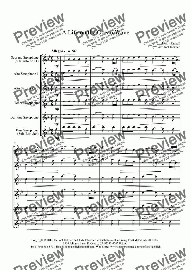 A Life on the Ocean Wave - Download Sheet Music PDF file