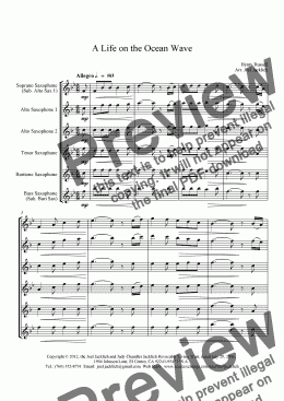 page one of A Life on the Ocean Wave (Saxophone Ensemble)