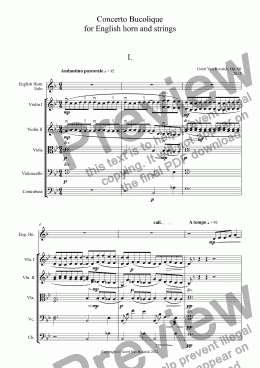 page one of Concerto Bucolique for English horn and strings, Op. 60 - I. Andantino pastorale 