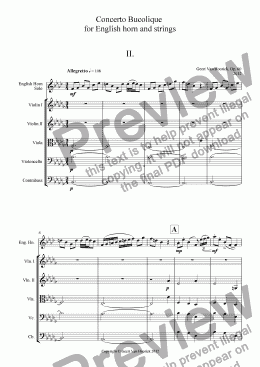 page one of Concerto Bucolique for English horn and strings, Op. 60 - II. Allegretto