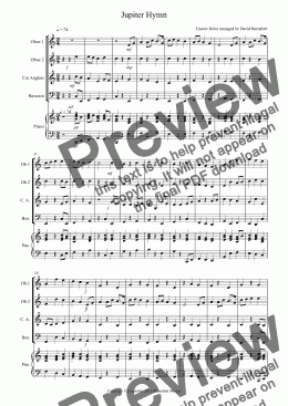 page one of Jupiter Hymn for Double Reed Quartet