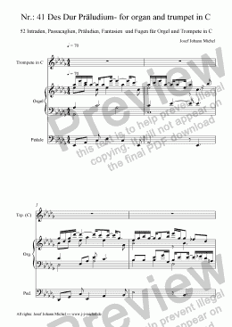 page one of Nr.: 41 Des Dur Präludium- for organ and trumpet in C