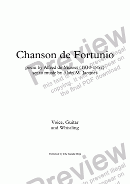 page one of Chanson de Fortunio (A. Jacques / Musset)