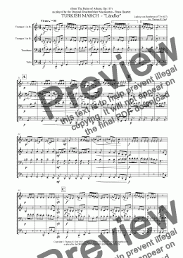 page one of Beethoven TURKISH MARCH  - "Ländler" - Brass Quartet