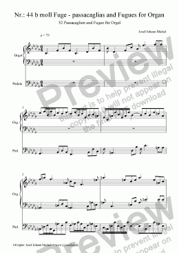 page one of Nr.: 44 b moll Fuge - passacaglias and Fugues for Organ