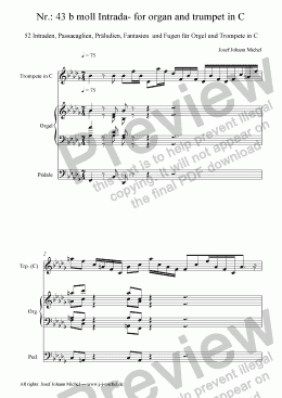 page one of Nr.: 43 b moll Intrada- for organ and trumpet in C