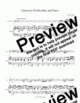 page one of Sonata for Double Bass and Piano