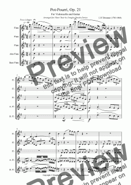 page one of DOTZAUER, J.J.F., Pot-Pourri, Op. 21 arranged for Flute Choir (3fl, afl, bfl)