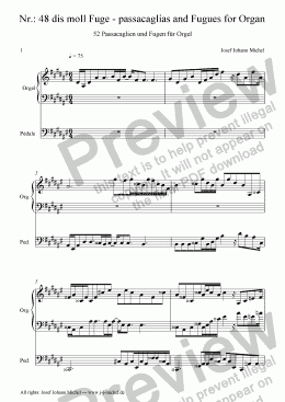 page one of Nr.: 48 dis moll Fuge - passacaglias and Fugues for Organ