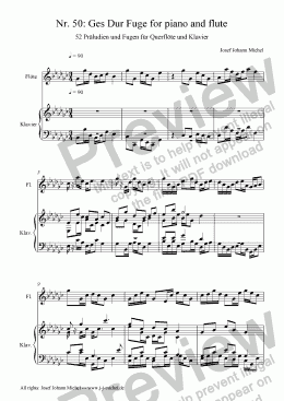 page one of Nr. 50: Ges Dur Fuge for piano and flute