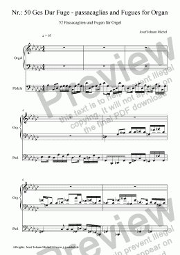 page one of Nr.: 50 Ges Dur Fuge - passacaglias and Fugues for Organ