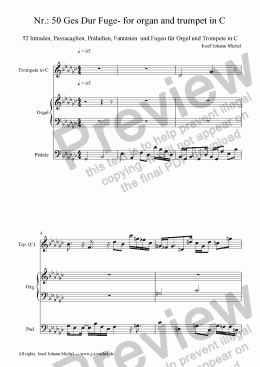 page one of Nr.: 50 Ges Dur Fuge- for organ and trumpet in C