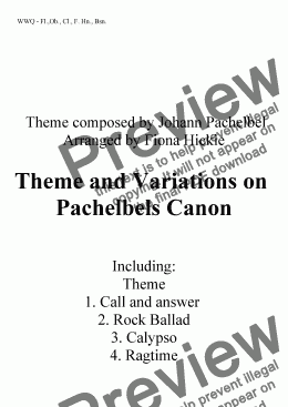 page one of Pachelbel’s Canon: Theme and Variations