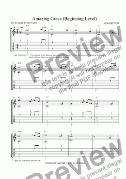 page one of Amazing Grace (Beginning Level)