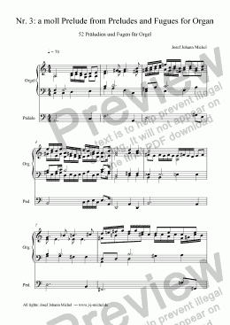 page one of Nr. 3: a moll Prelude from Preludes and Fugues for Organ