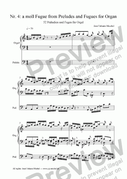 page one of Nr. 4: a moll Fugue from Preludes and Fugues for Organ