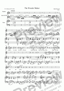 page one of The Wonder Maker, for soprano, clarinet and piano