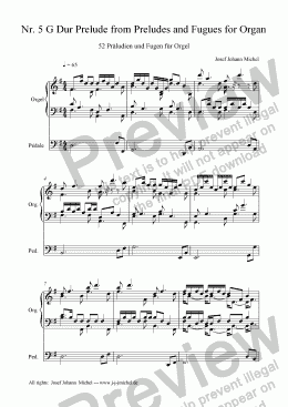 page one of Nr. 5 G Dur Prelude from Preludes and Fugues for Organ