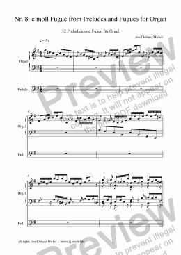 page one of Nr. 8: e moll Fugue from Preludes and Fugues for Organ