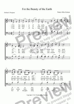 page one of For the Beauty of the Earth (free hymn)