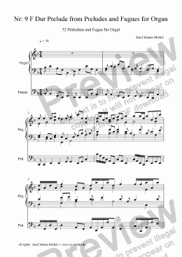 page one of Nr: 9 F Dur Prelude from Preludes and Fugues for Organ