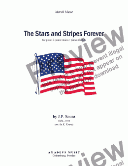 page one of Stars and Stripes Forever for piano four hands, 1 piano, 4 hands