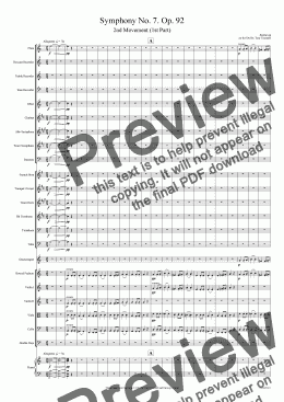 page one of SYMPHONY No. 7. Op. 92 - Beethoven