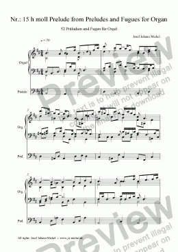 page one of Nr.: 15 h moll Prelude from Preludes and Fugues for Organ