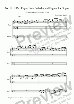 page one of Nr. 18: B Dur Fugue from Preludes and Fugues for Organ