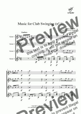 page one of Music for Club Swinging (nº 1) for guitar quartet