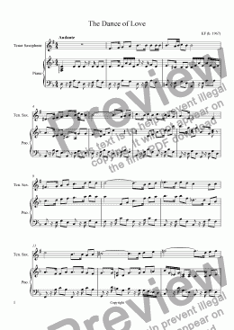 page one of The Dance of Love - Tenor Sax.