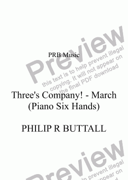 page one of Three’s Company! March - Novelty Trio (Six Hands)