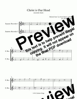 page one of Christ is Our Head (recorder duet)