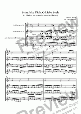 page one of Schmücke Dich, O Liebe Seele (for Clarinet trio)