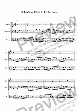 page one of Schmücke Dich, O Liebe Seele for oboe, viola & bassoon