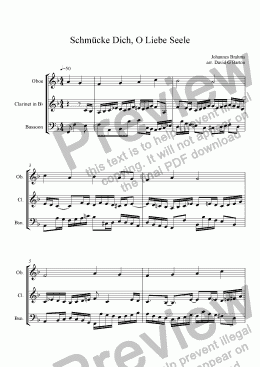 page one of Schmücke Dich, O Liebe Seele for oboe, clarinet & bassoon