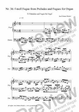 page one of Nr. 36: f moll Fugue from Preludes and Fugues for Organ