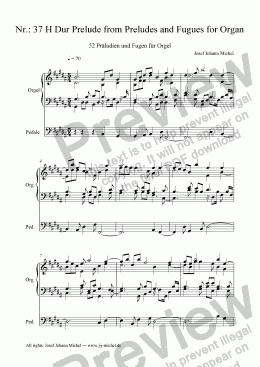 page one of Nr.: 37 H Dur Prelude from Preludes and Fugues for Organ