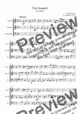 page one of Trio Sonata I in G minor for 2 Vln. and Vc.