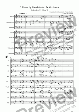 page one of 2 Pieces by Mendelssohn for Orchestra