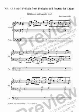 page one of Nr.: 43 b moll Prelude from Preludes and Fugues for Organ