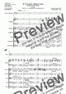 page one of FUX Johann Joseph - "Il Trionfo della fede", Oratorio per Ecclesia, K.294, Aria Nr. 3 - No han piu vicende gli Astri
