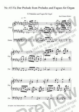 page one of Nr.:45 Fis Dur Prelude from Preludes and Fugues for Organ