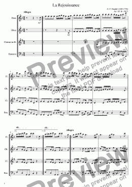 page one of La Rejouissance - Woodwind quartet